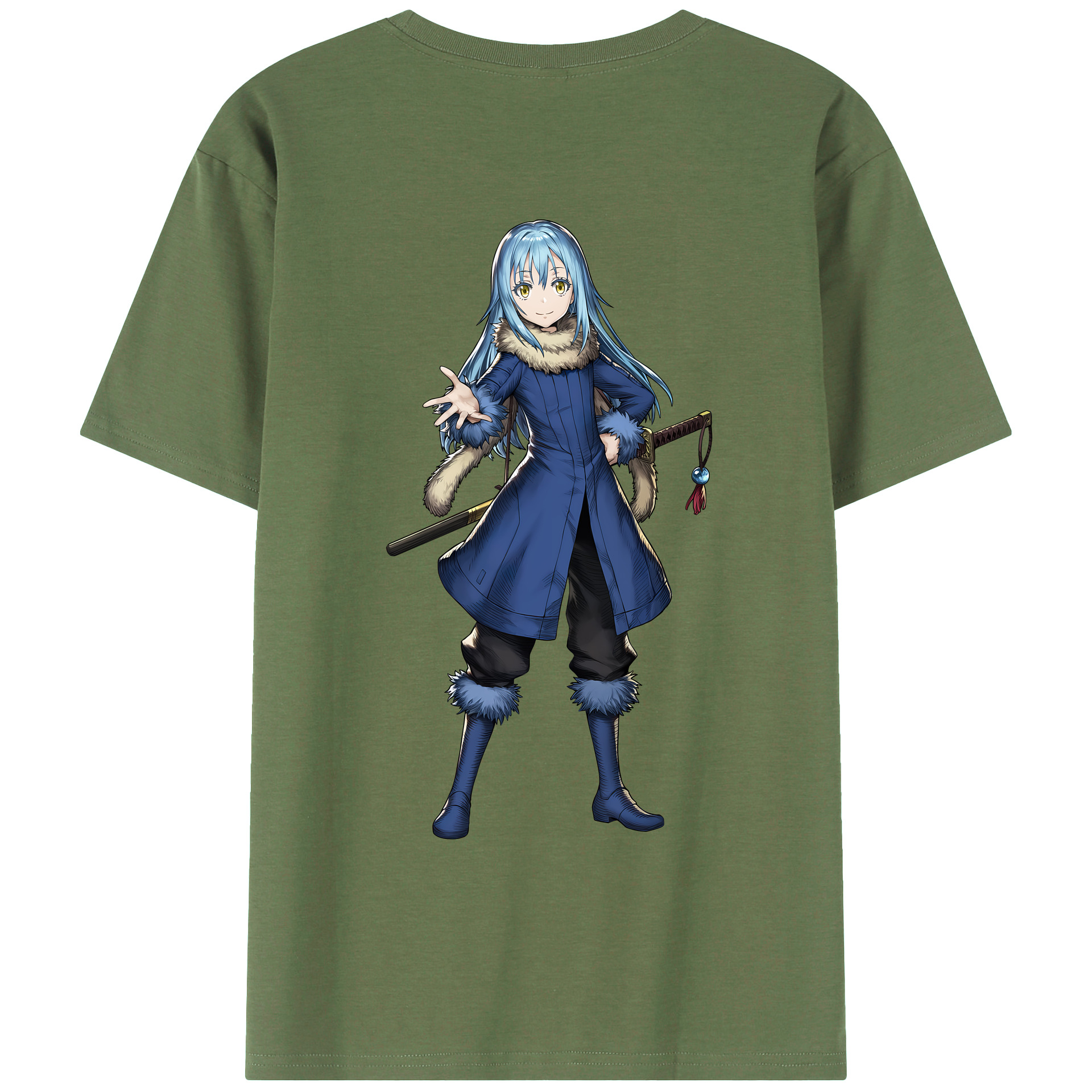 （画像用） 転スラ Regarding Reincarnated to Slime 綿100％ メンズ半袖Tシャツ（バックプリント） 通気性